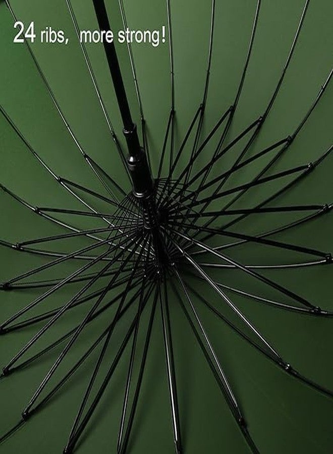 ACROWN مظلة كبيرة فاخرة من أكراون، 24 ضلعًا | مظلة كبيرة الحجم مقاومة للرياح والماء | مظلة مستقيمة كبيرة الحجم مضادة للأشعة فوق البنفسجية، تفتح تلقائيًا، مناسبة للرجال والنساء (أخضر) - Image 3